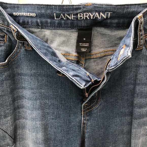 🎉3HP🎉 LANE BRYANT Low Rise Boyfriend Jeans Distressed Deconstructed Stretch 16 - Picture 15 of 16